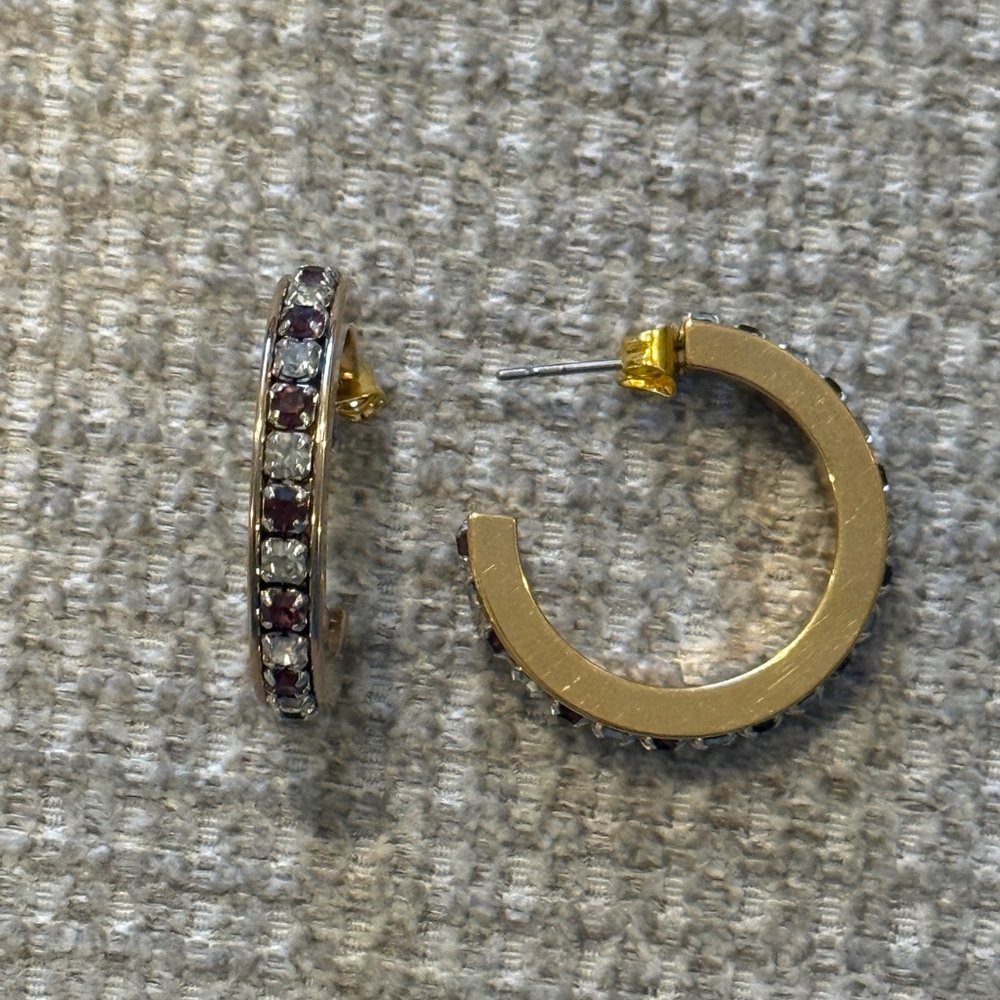 Elegant Gold and Purple Hoop Earrings